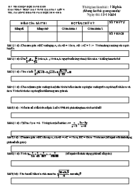 Đề thi chọn học sinh giỏi giải toán trên máy tính cầm tay lớp 9 - Năm học 2014 - 2015